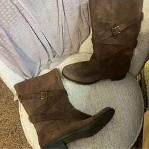 Lauren Ralph Lauren Dark Brown Suede Combat Boots